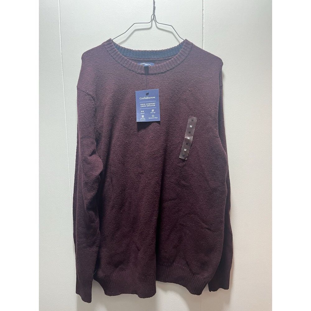 Croft & Barrow True Comfort Crew Sweater Mens Size Medium Maroon Stretch NEW